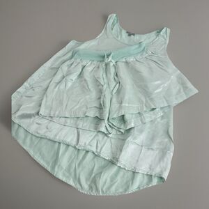 PJ Harlow Satin Pajama Set in Mint Laura Tank & Mikel Shorts Women's Xs